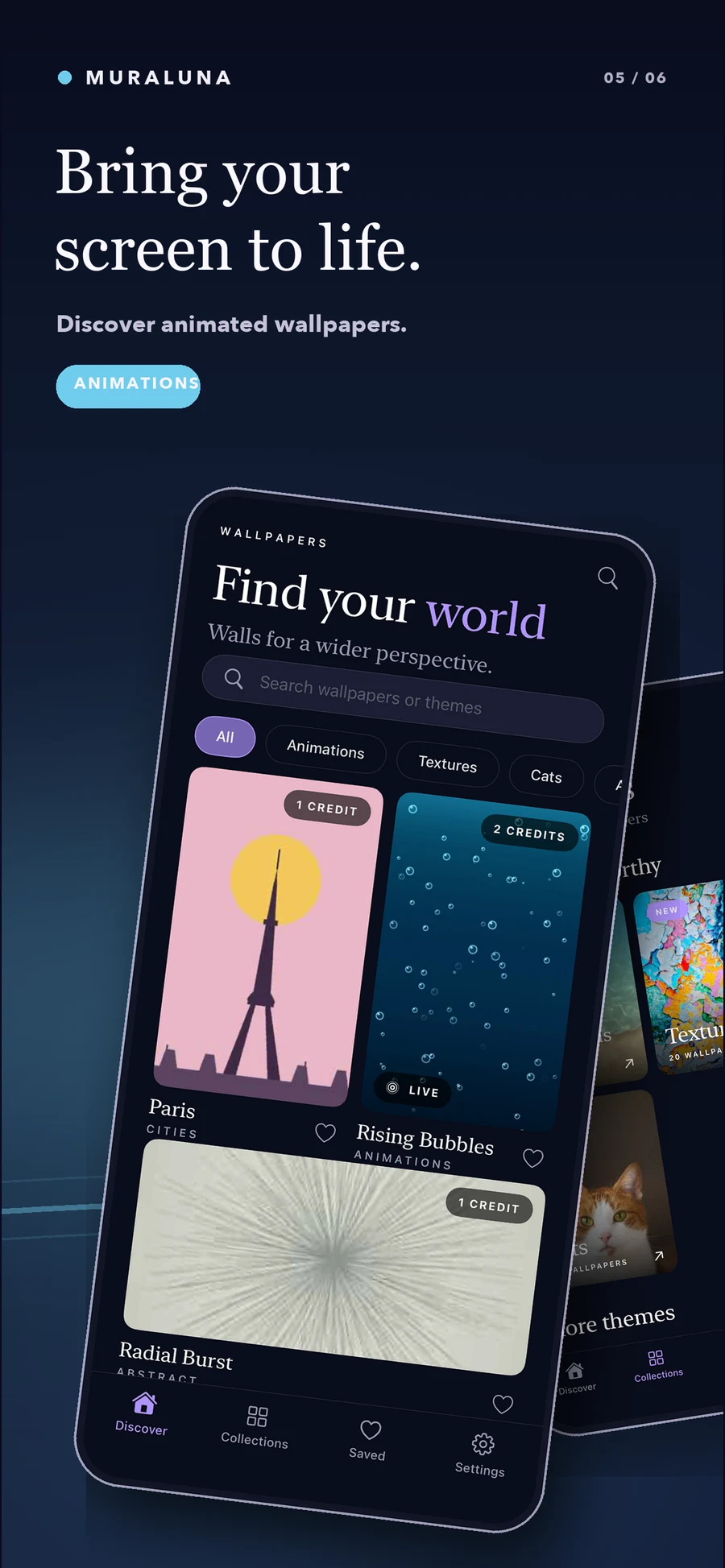 Discover animated wallpapers in Muraluna.