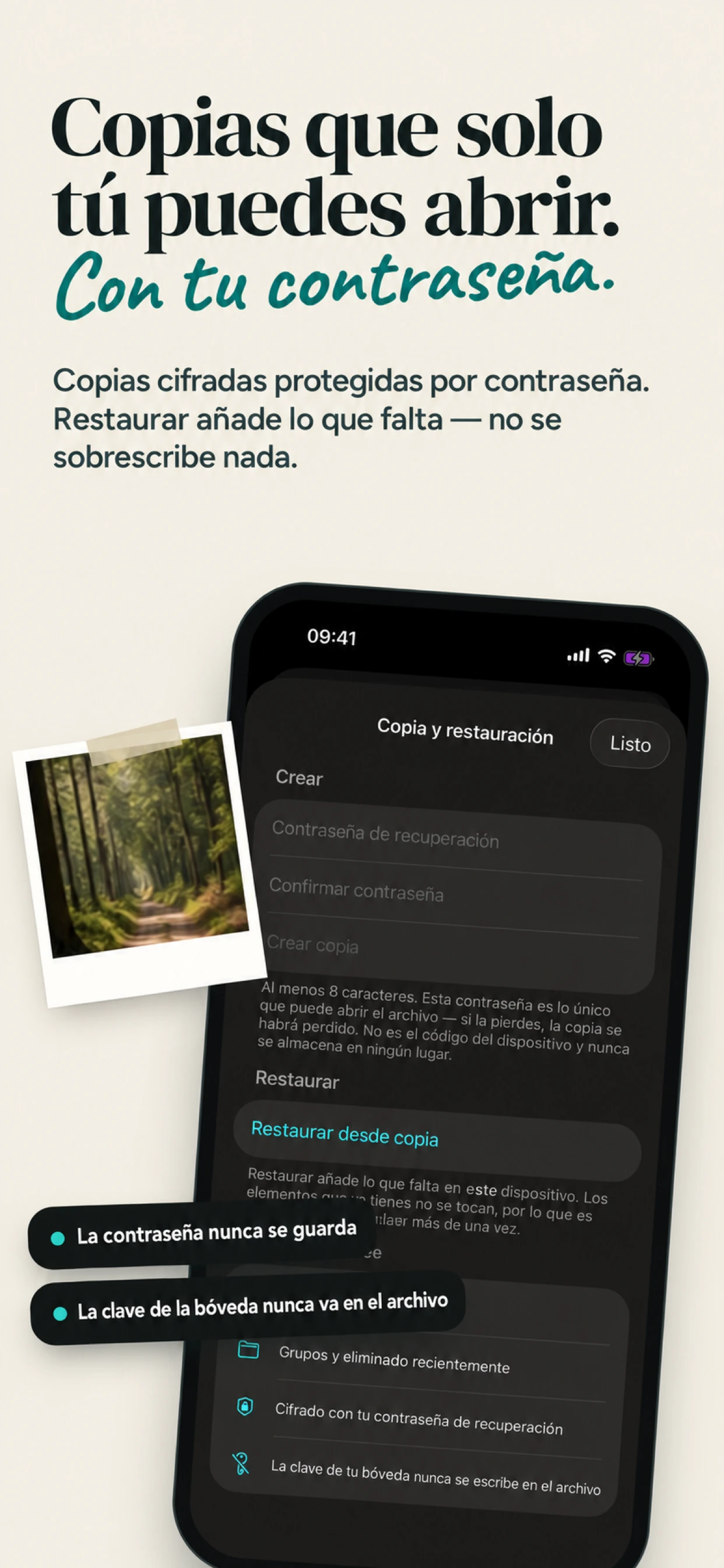 Creación y restauración de copias de seguridad cifradas en SecureKit