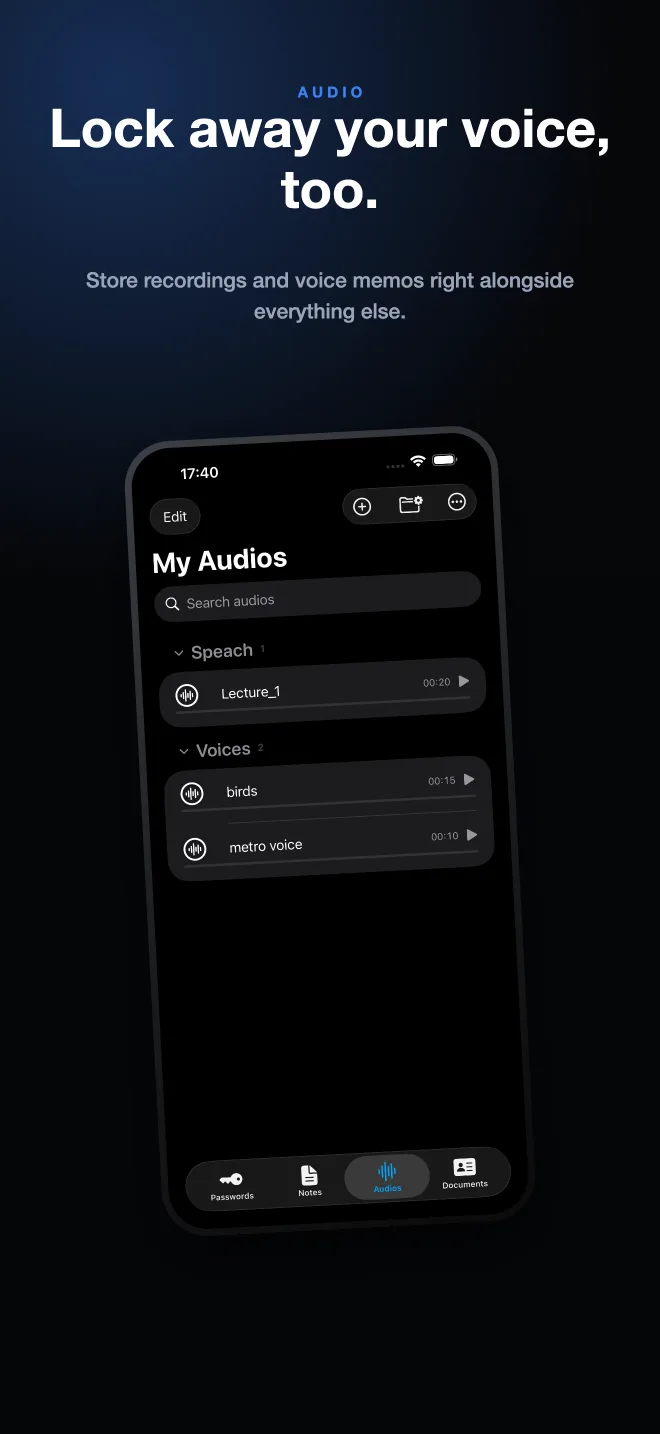 SecureKit encrypted audio recordings