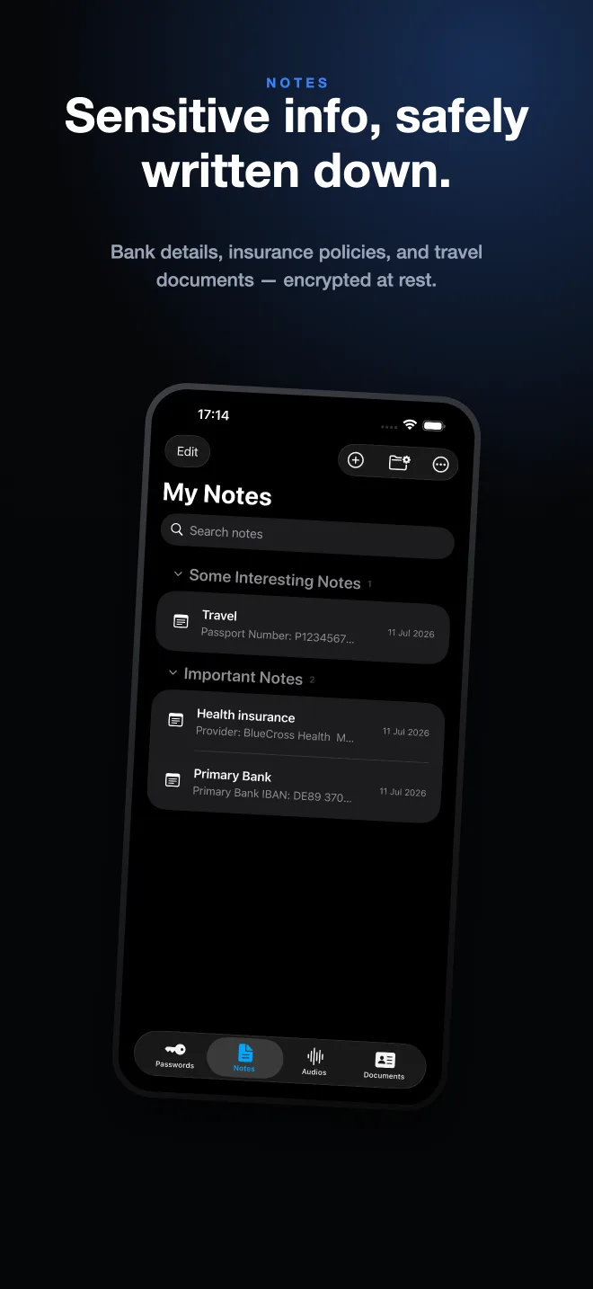 SecureKit encrypted private notes